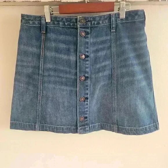 Abercrombie & Fitch Button Up Jean Skirt Size 10 - Picture 1 of 5